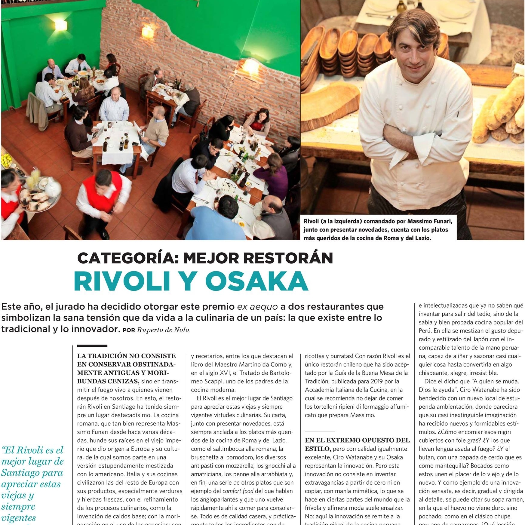 Categor&iacute;a Mejor Restor&aacute;n Wik&eacute;n 2018: Rivoli y Osaka